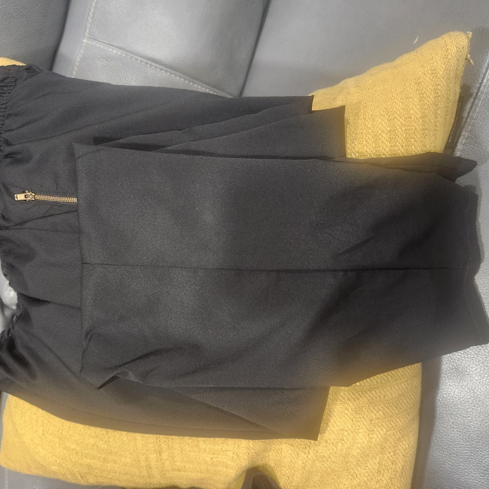 Black Pleated Skirt with Gold Zipper